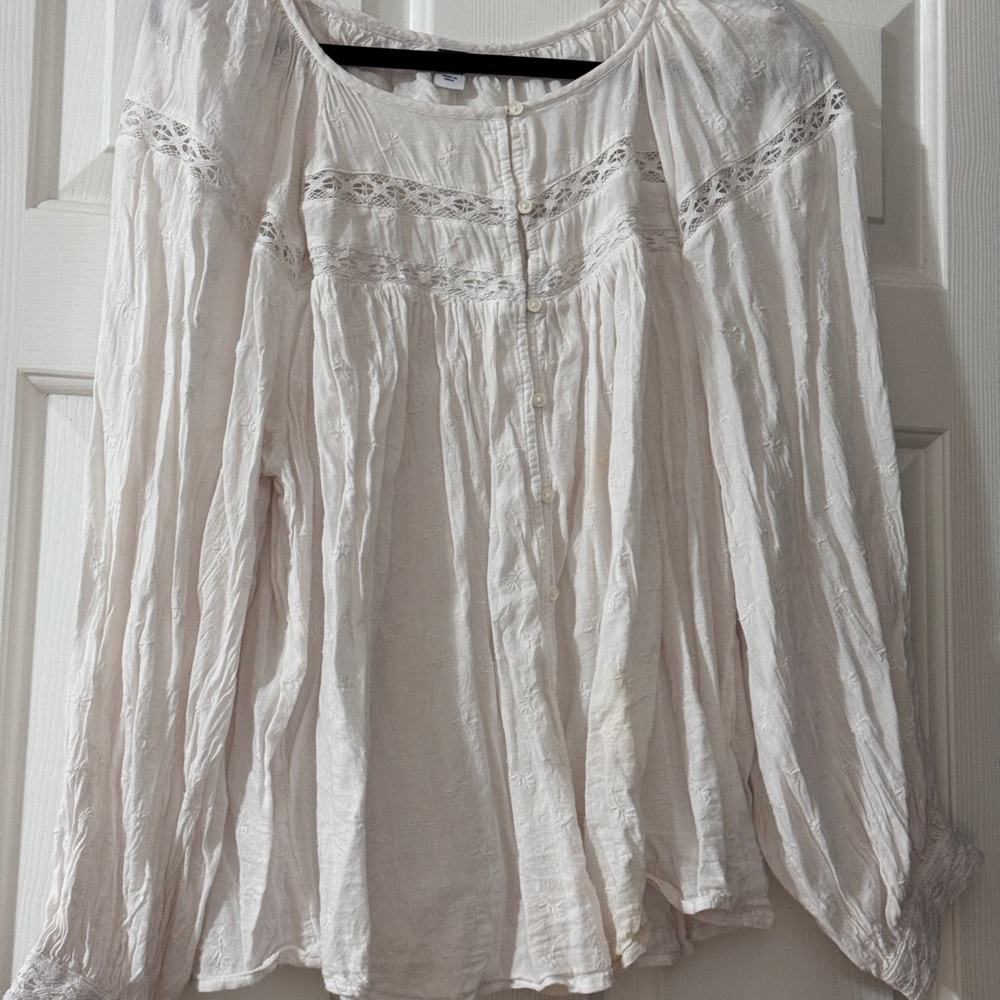 Women's White Lace Detail Top 50% cotton